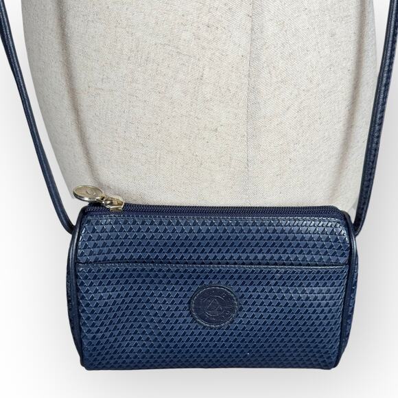 Vintage 1983 Liz Claiborne Navy Blue Leather Crossbody Purse - Picture 2 of 9